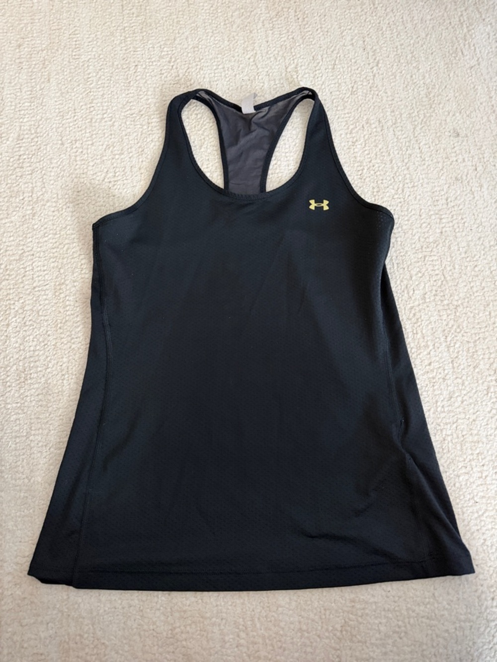Under Armour Black Racerback Performance Tank with Yellow Logo